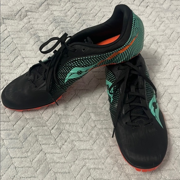 Saucony Black and Cool Mint  Athletic Shoes Size 11 Men’s Spitfire 5 Track - Picture 1 of 8